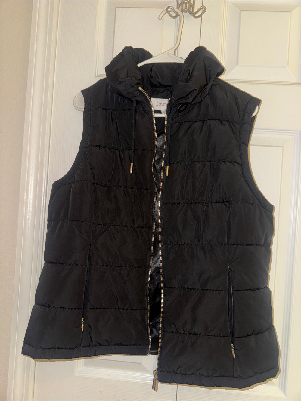 Calvin Klein Black Quilted Hooded Puffer Vest with Zip Pockets